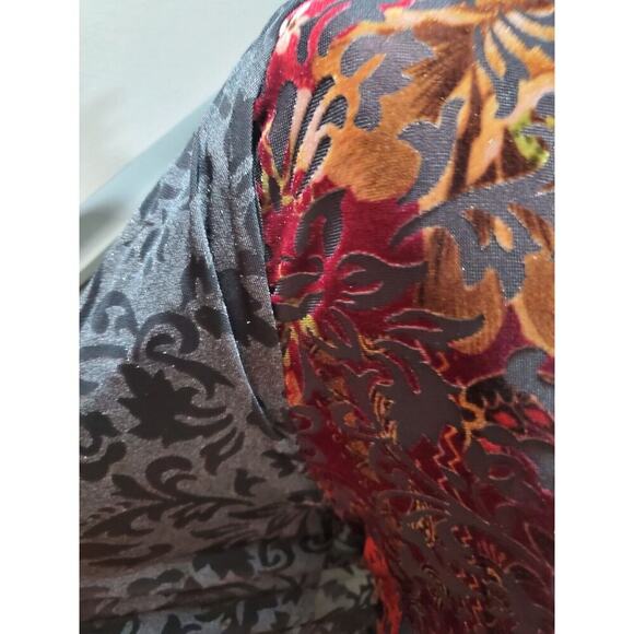 R&M Richards Women Burgundy Floral Polyester Collared Long Sleeve Shirt Size 18 - Picture 6 of 11